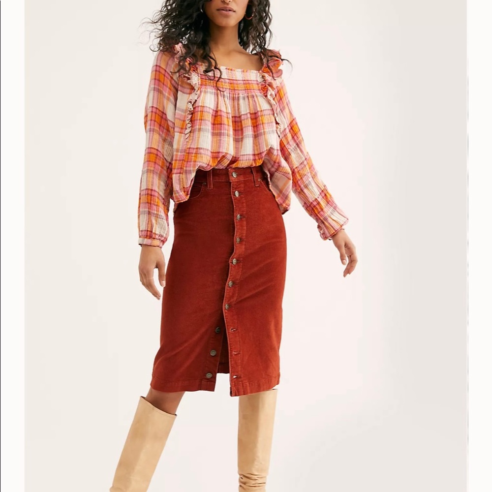 Free People Plaid Print Siena Top